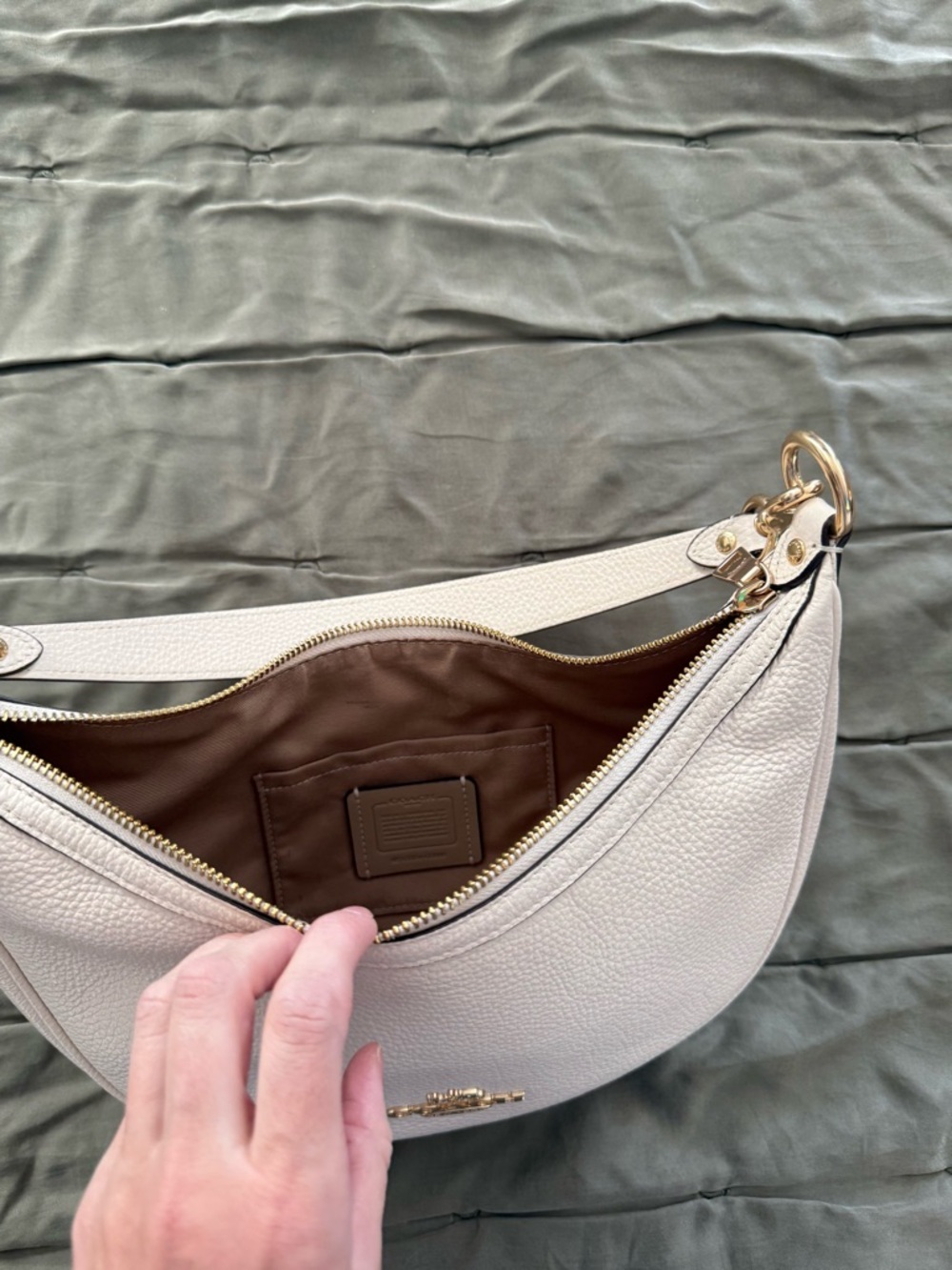 Coach Pebbled Leather Aria Shoulder Bag / Chalk - Picture 10 of 12